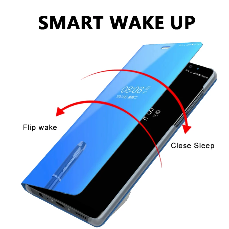 Умный прозрачный зеркальный кожаный чехол подставка Tiptop для телефона Samsung Galaxy