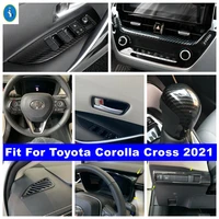 abs carbon fiber look interior refit kit lift button head lamps switch air ac cover trim fit for toyota corolla cross 2021