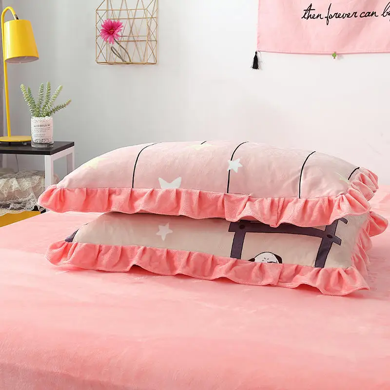 Комплект постельного белья из бархата набор розового цвета с пододеяльником и