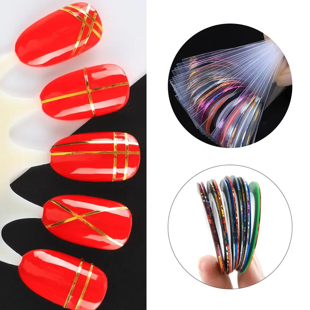 Наклейки для дизайна ногтей 30 шт./компл. клейкая лента украшения разноцветные