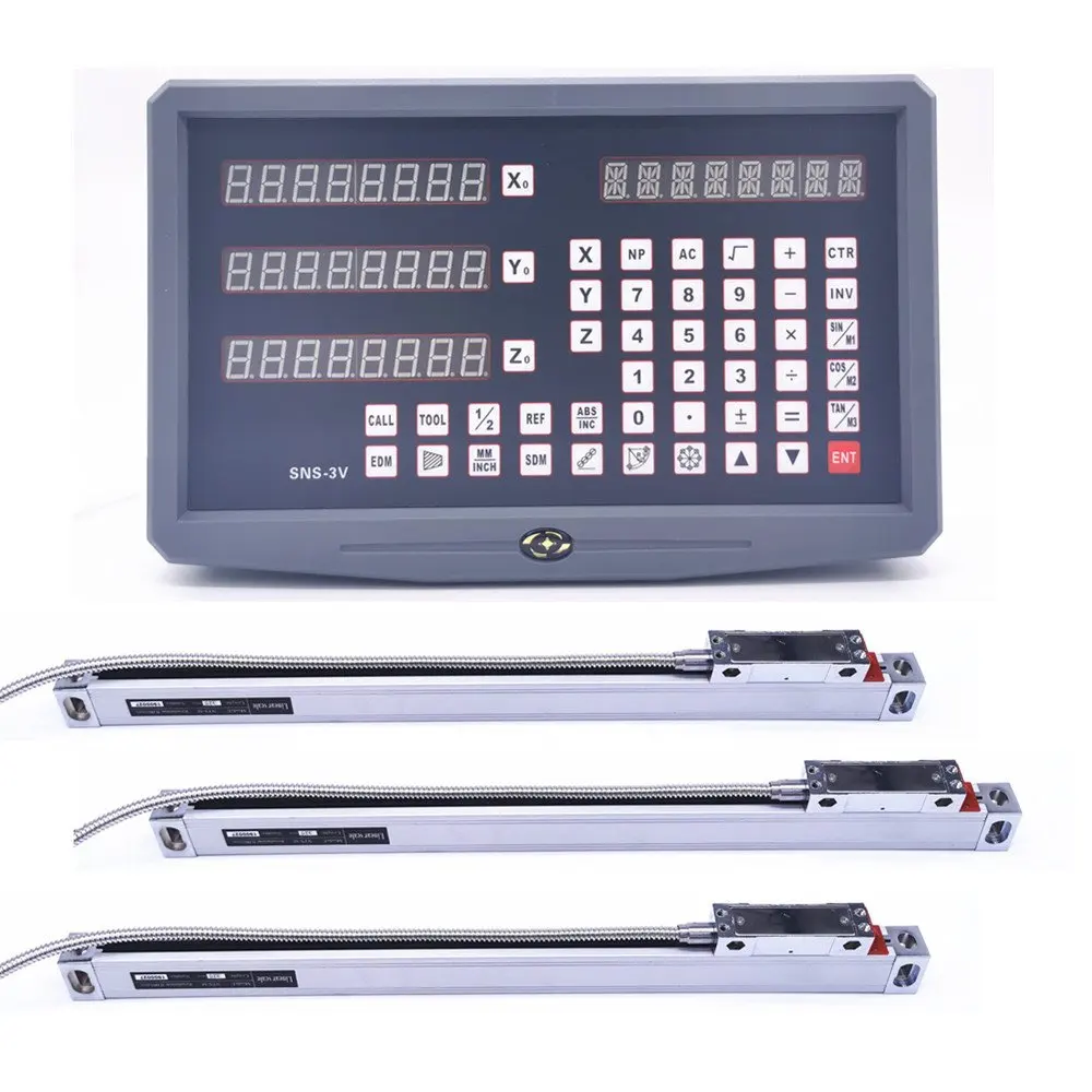 

Complete Set SNS-3V 3 Axis DRO Digital Readout With 3 Pieces 0-1000mm High Precision Glass Linear Scale Encoder Ruler