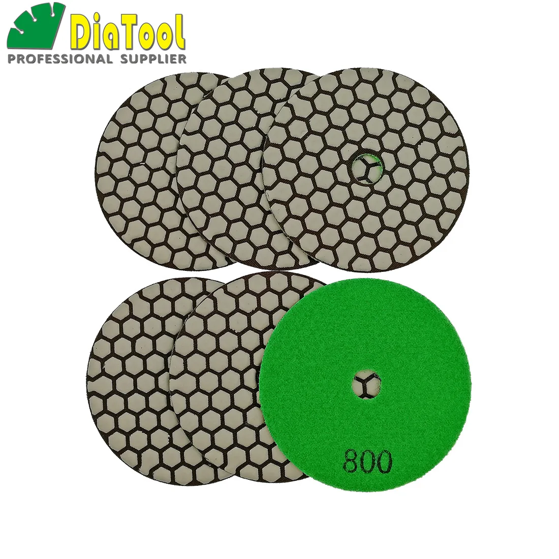 

SHDIATOOL 6pcs 4"/100mm #800 Dry Polishing Pads Diameter 4inch Resin Bond Diamond Flexible Sanding Disk