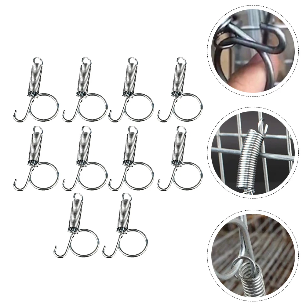

10PCS Multi-purpose Rabbit Cage Door Spring Hook Bird Cage Utensil Fixed Hook