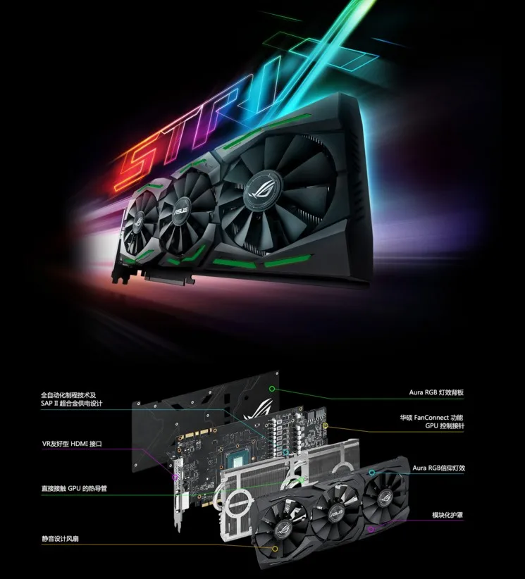 ROG-STRIX-GTX1070-O8G-GAMING Raptor VR игровая графика OC