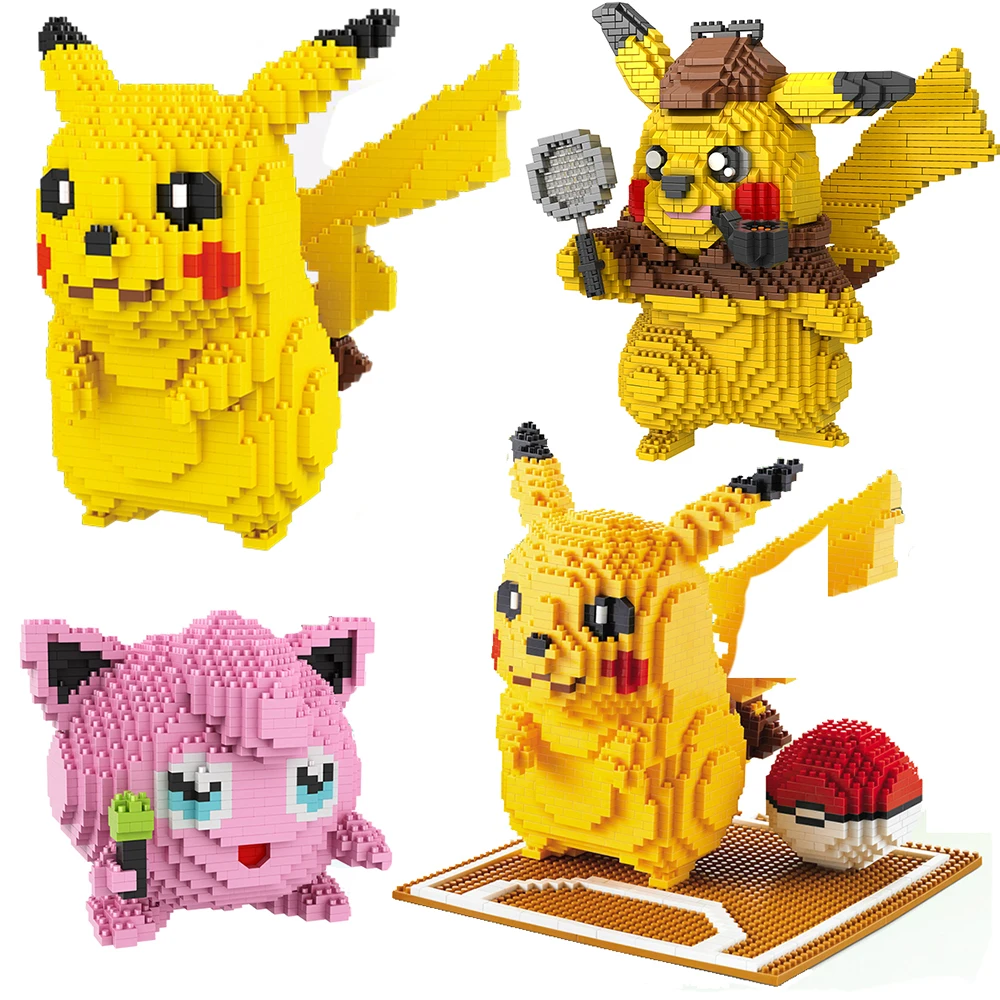 

Poke Anime Sets Pikachued Diamond Mini Micro Blocks Building Blocks Bricks Toys Games