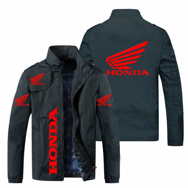 

2021 Autumn New Style Men‘s Jackets Honda Red Wing Logo Printed Jacket Coats Casual Windbreaker Outdoor Sports Men Bomber Jacket