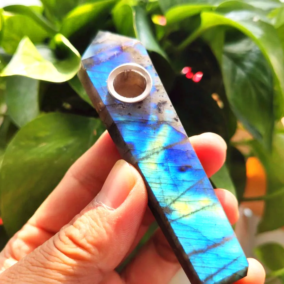 

Natural Labradorite Crystal Tube with 5pcs Screen Filters and 1 Brush