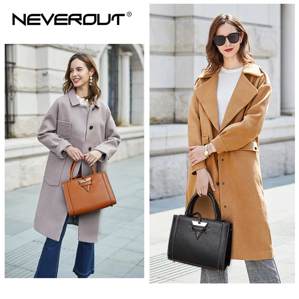 NEVEROUT высококачественные сумки из натуральной кожи для женщин, однотонные сумки-тоут, дамская модная сумка, сумки-тоуты, стиль платья, сумка на плечо