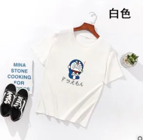 2019 Новая Мода Doraemon печать Топ рубашка Женская Плюс Размер реглан розовая