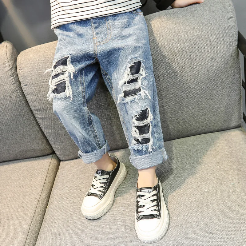 

Spring Autumn Jeans for Boys Girls Fashion Broken Hole Denim Trousers Baby Girls Clothes Toddler Kid Boy Pants Children Clothing