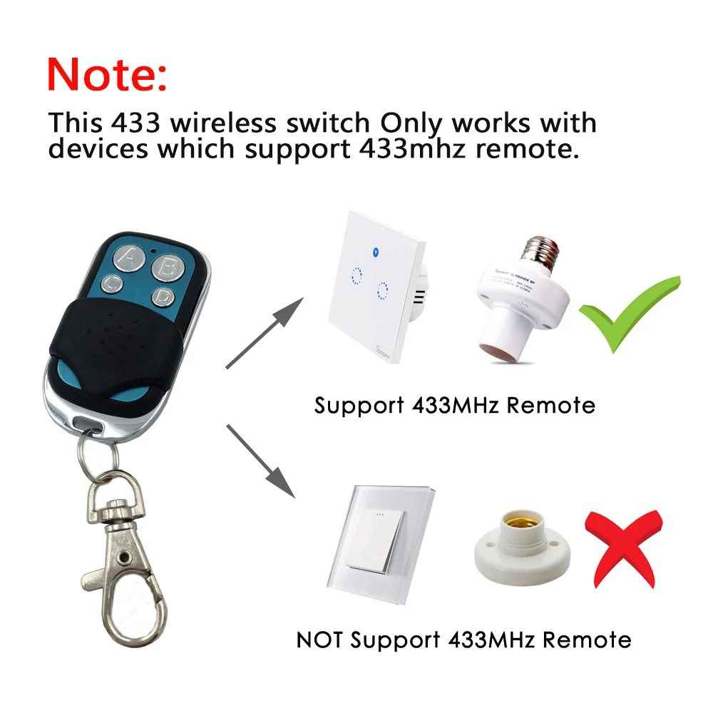 

MOL 2-10pcs Wireless Universal RF433 Remote Controller /433 Mhz EV1527 Remote Control 4 Channel For Sonoff 433mhz series