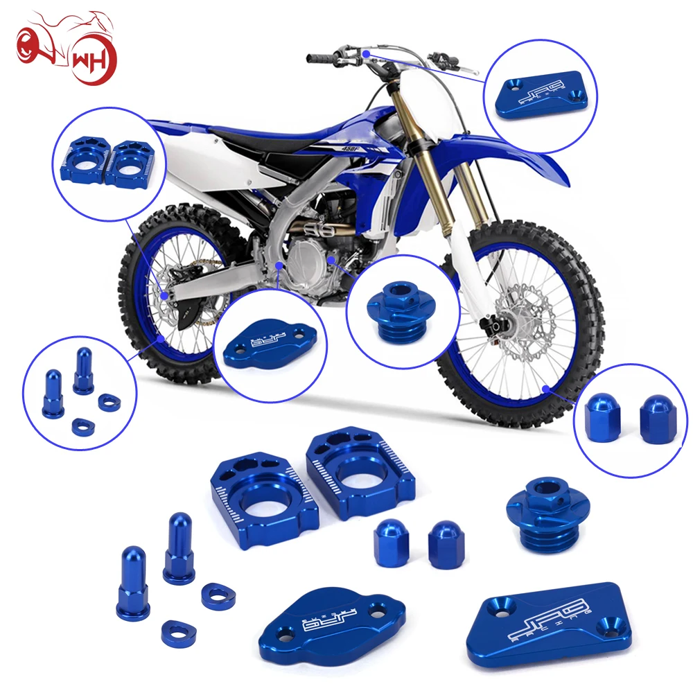 

For YAMAHA YZ125 YZ250 YZ250F YZ450F YZ125X YZ250X WR250F WR450F YZ250FX Motorcycle Brake Fluid Reservoir Cover Axle Block Set