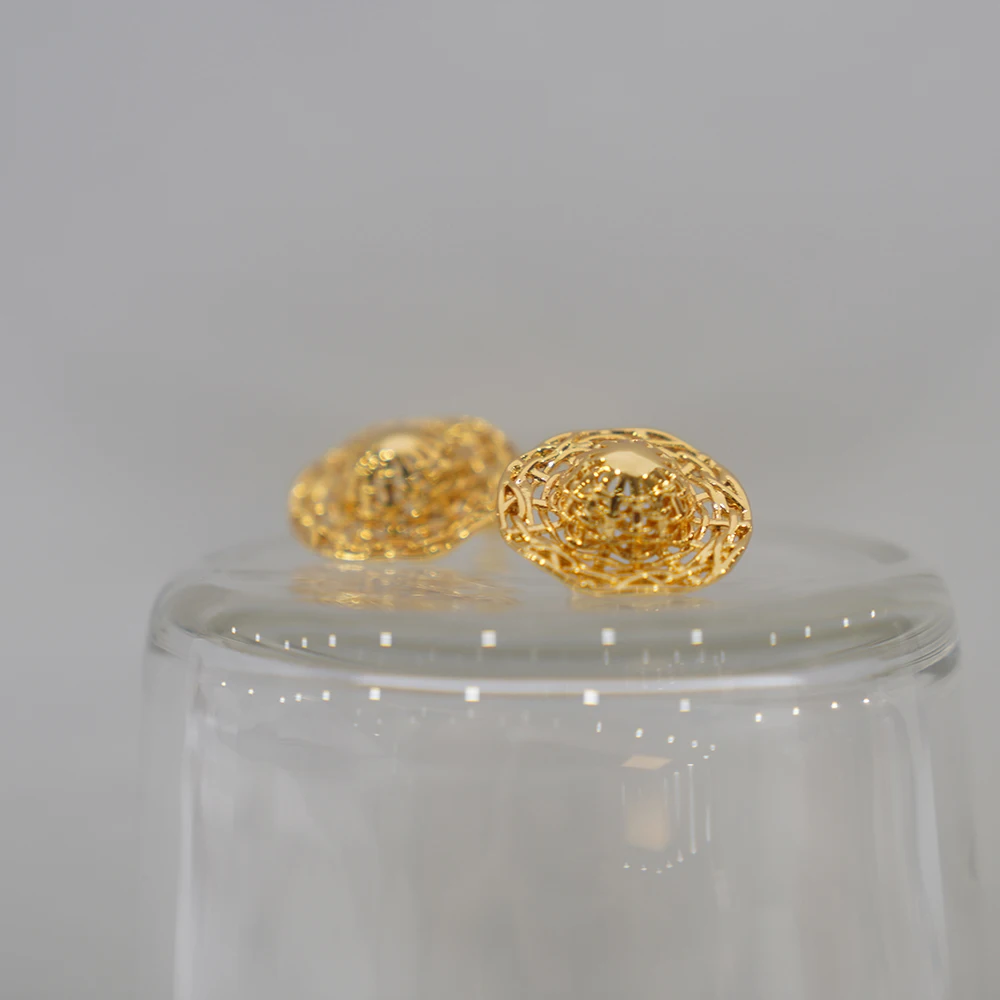 High Quality Hat Cap Charm Jewelry Accessories For Women Girl With Box Stud Earrings hollow weaving |