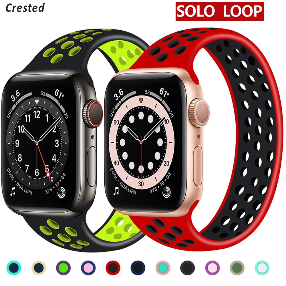 Ремешок силиконовый Solo Loop для Apple Watch Band 44 мм 40 38 42 Воздухопроницаемый Эластичный
