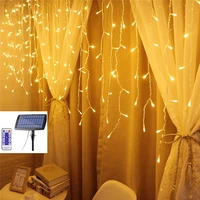 5 meter 256 leds solar powered led icicle curtain string light waterproof warmth atomosphere lamp holiday christmas party