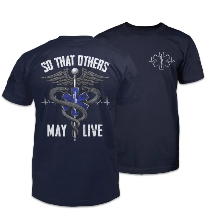 Мужская футболка голубая звезда жизни с удочкой асклепиус чтобы другие могли