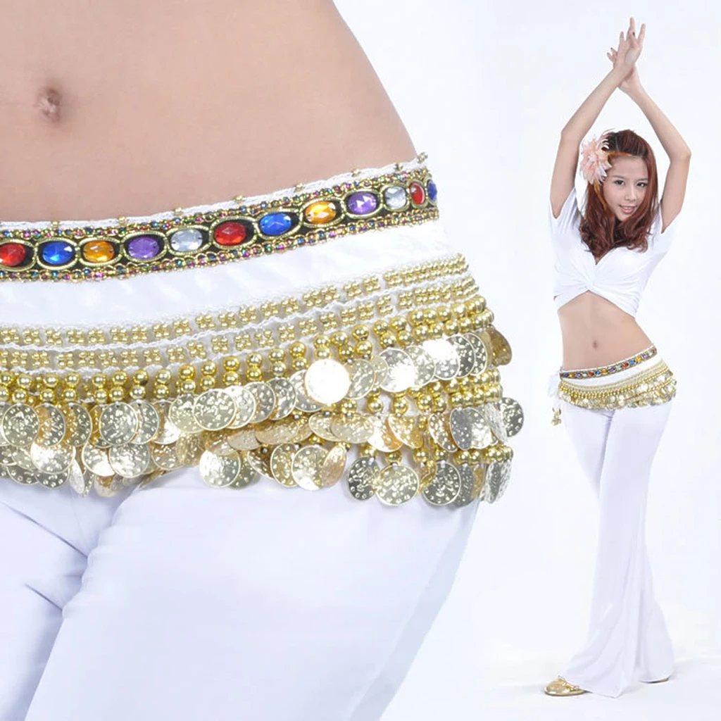 Женский пояс для танца живота хип-шарф с золотыми монетами болтающийся костюм