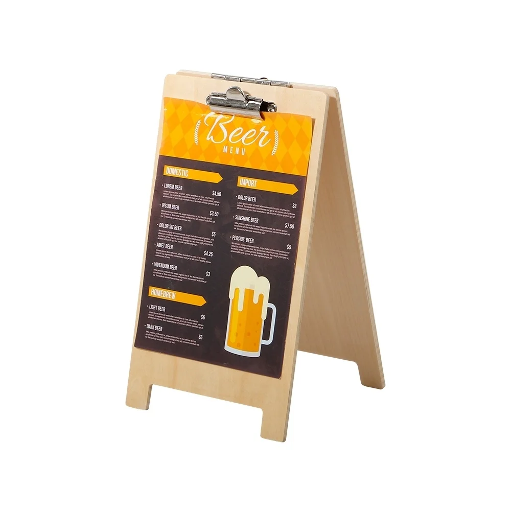 Restaurant Wooden Menu List Price Tag Sign Holder A5 Double Side Display Rack Clip | Дом и сад
