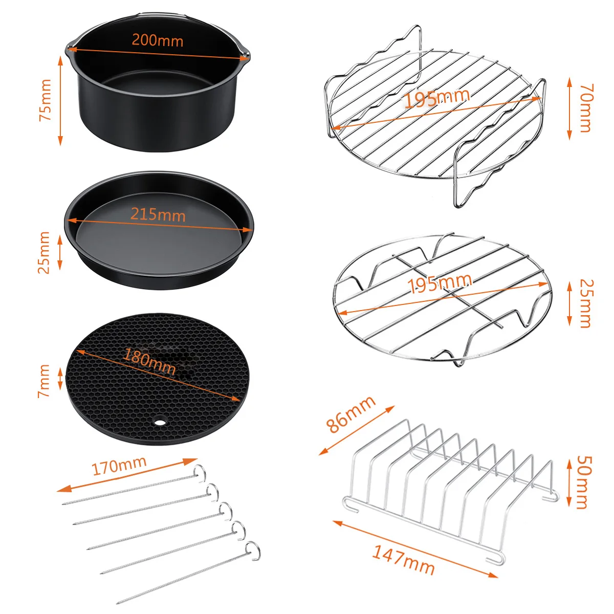 11x 9 inch air fryer accessories fit for airfryer 5 2 6 8qt baking basket pizza plate grill pot kitchen cooking tool for party free global shipping