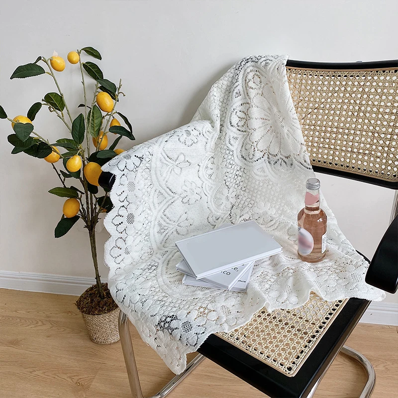 

INS Fresh White Lace Tablecloth Bohemia Dust-Proof Cover Table Cover Polyester Elegant Table Cloth High Quality Home Decoration