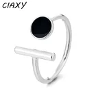 CIAXY 925 стерлингового серебра капельного глазури черные кольца для женщин с геометрическим рисунком с дизайном в виде регулируемое кольцо в стиле панк; Бижутерия