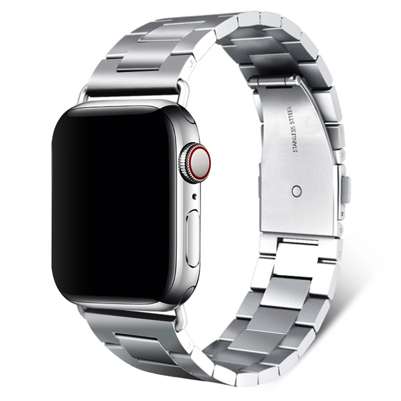 silver Ремешок из нержавеющей стали для Apple Watch 42 мм серия 5 4 3 2 1 сменная классическая версия для iWatch ремешок 38 мм металлический ремень - Цвет ремешка: silver