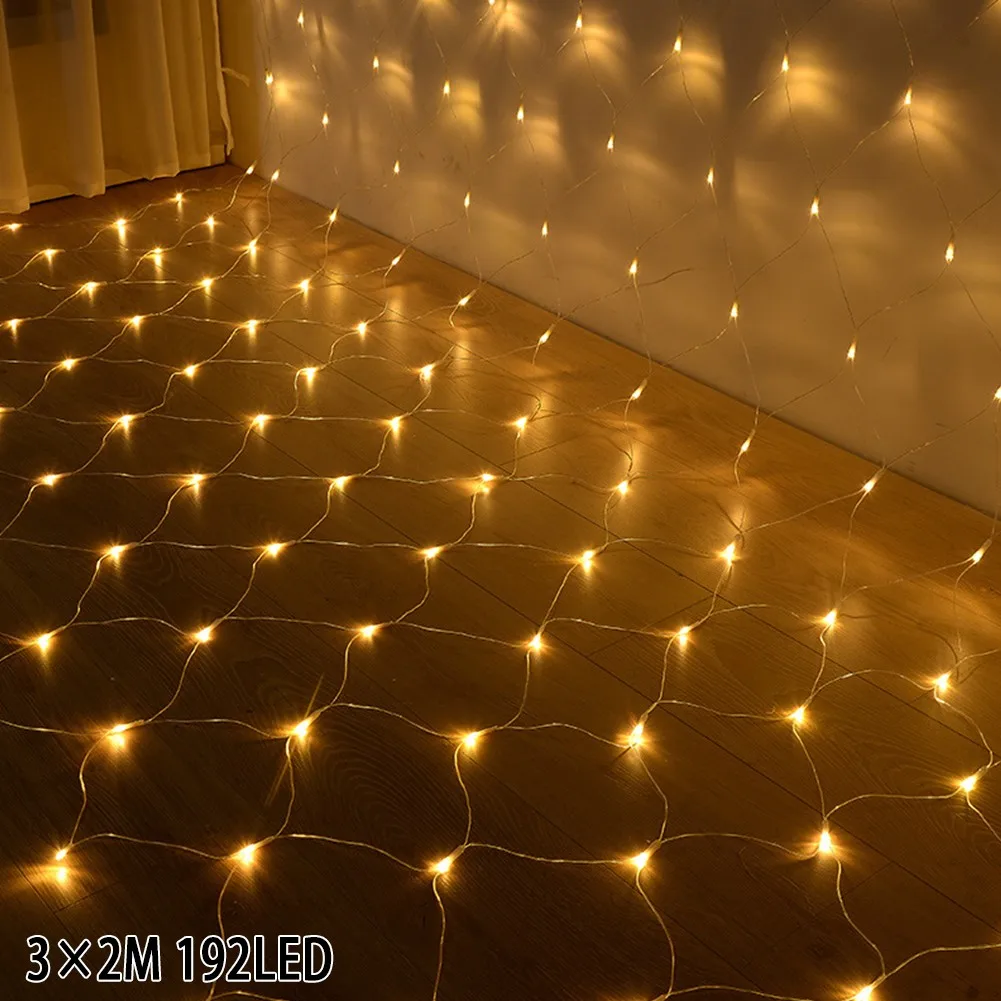 

LED String Fairy Net Lights Curtain Mesh Xmas Party Wedding Garden In/Outdoor Wedding New Year Garland Outdoor Garden Decoration