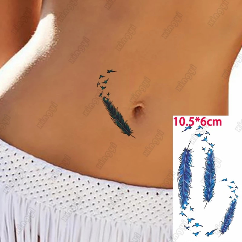 

Waterproof Temporary Tattoo Sticker Color Feather Fly Bird Children Arm Wrist Water Transfer Fake Tatto Body Art Women Men Lady