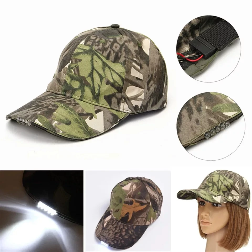 Unisex 5 LED Headlamp Cap Battery Powered Hat With LED Head Light Flashlight Head Lamp Lantern For Fishing Jogging Baseball Cap