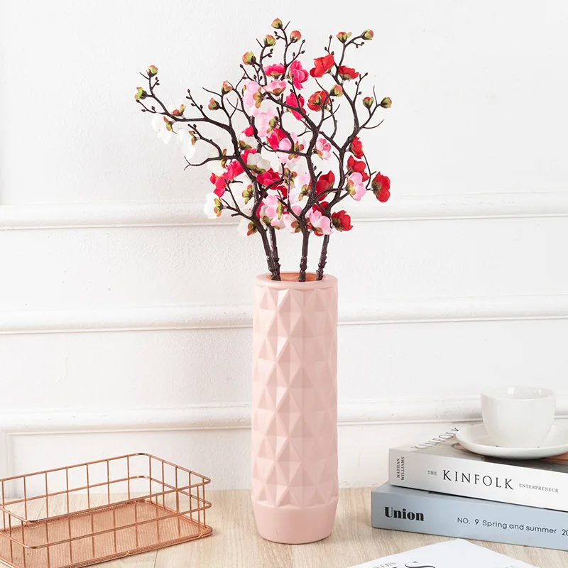 

Artificial 58cm Single Plum Blossom Branch Gardening Potted Flower Arrangement Home Hotel Decoration Simulation Winter Plum DIY