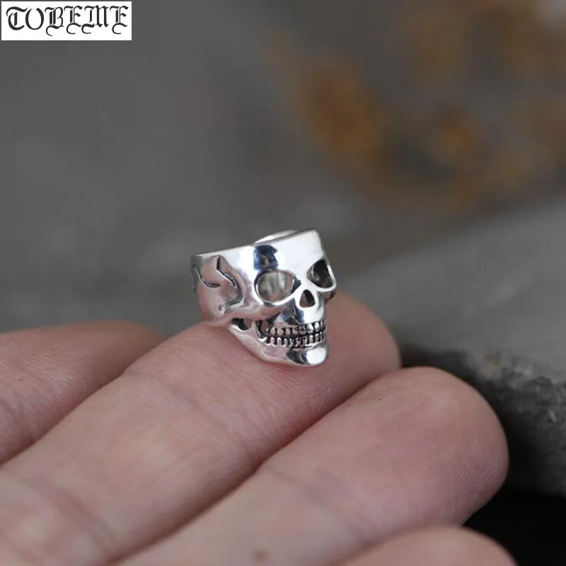 Серьги-клипсы 100%, серебро 925 пробы, череп из стерлингового серебра пробы, в стиле панк, украшения, клипсы