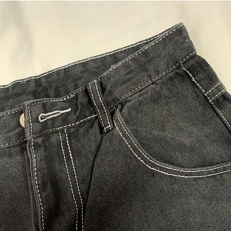 

Fashion Frau Jeans Lose Beilufige Gerade Bein Highwaist Jeans Weibliche Streetwear Frhjahr und Herbst Hosen