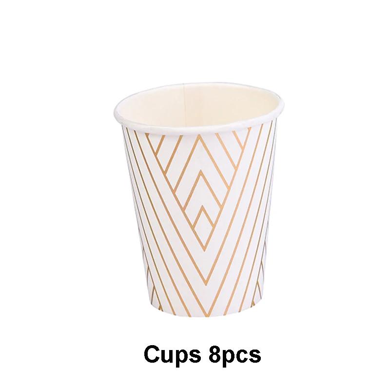 Cups 8pcs Полосатые вечерние одноразовые бумажные салфетки для стаканчиков, соломенная детская Праздничная посуда, наборы для детского дня рождения, свадьбы - Цвет: Cups 8pcs