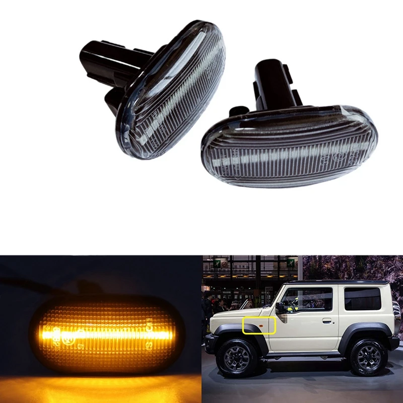 

2 Pair LED Side Repeater Indicator Turn Signal Lamp for Suzuki Jimny Black & Clear