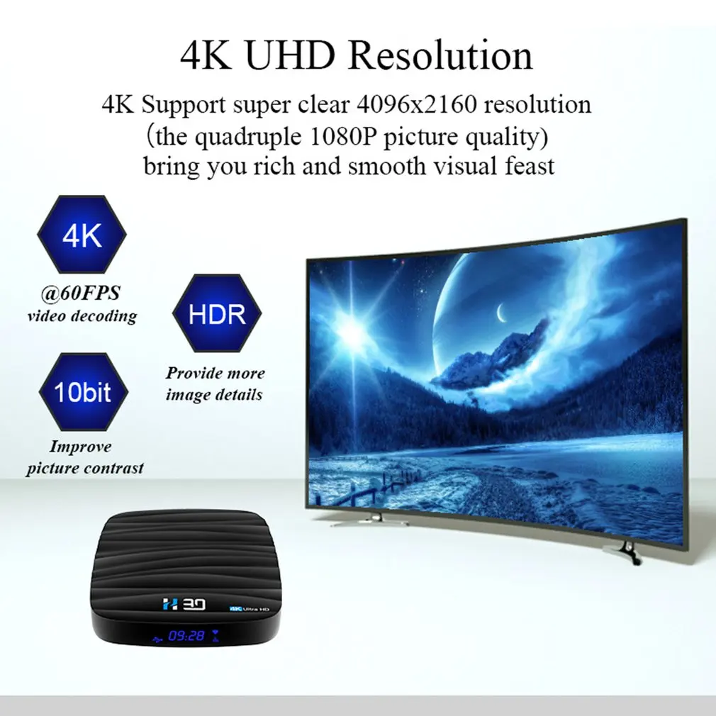 

RK3318 H30 Smart TV Box 4GB + 32GB 4K Ultra High-definition Set Top Box Media Player 2.4G/5GWiFi Tv Box