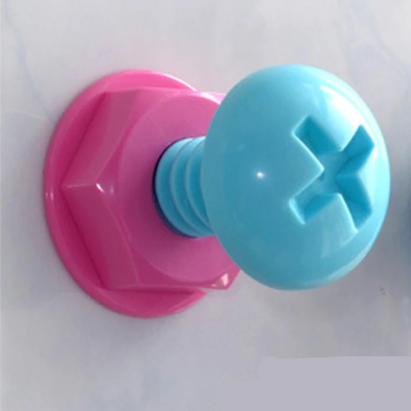 

Cute Screw Adhesive Hook Colourful Fashion Hanger Bathroom Kitchen
