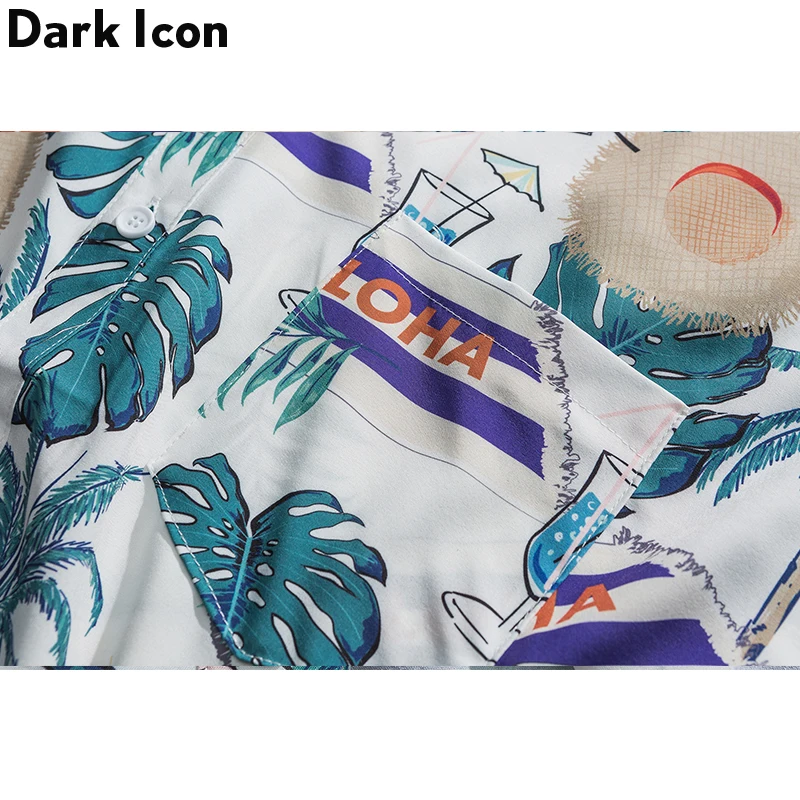 Dark Icon гавайская Стильная мужская рубашка с принтом для мужчин осень 2019 отложным