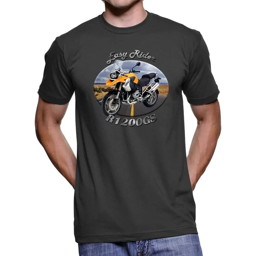 

2019 New Summer Fashion Men Tee Shirt Germany Motorcycle R1200GS Easy Rider Men's Dark T-Shirt