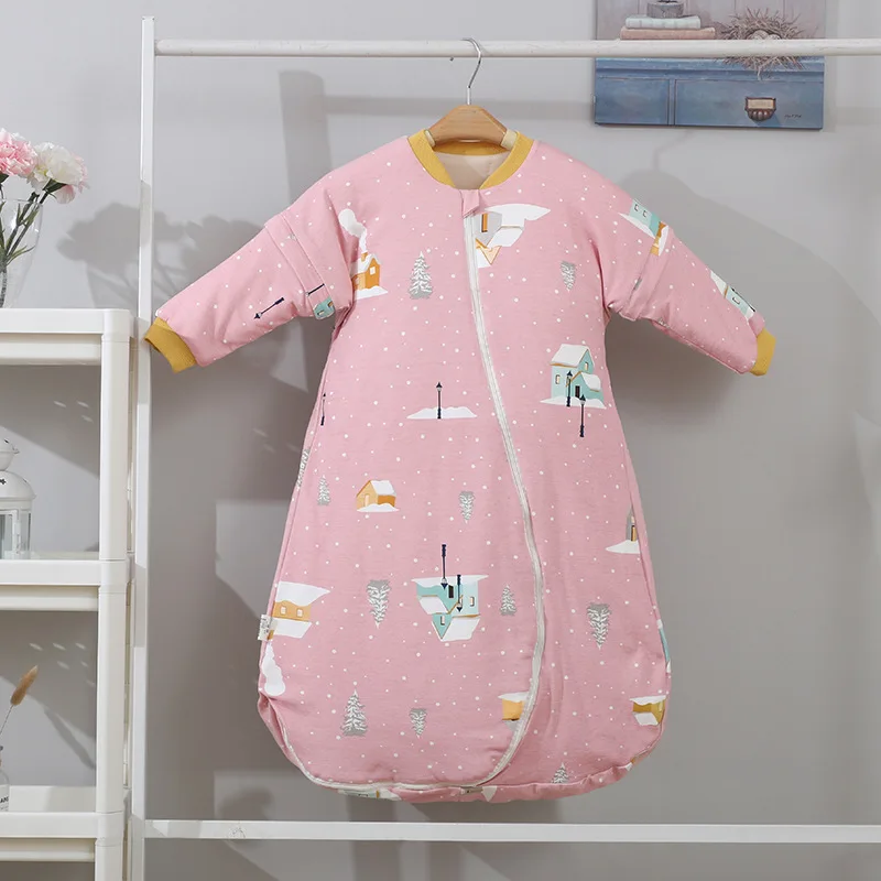 Детский осенне-зимний утепленный хлопковый фланелевый спальный мешок для