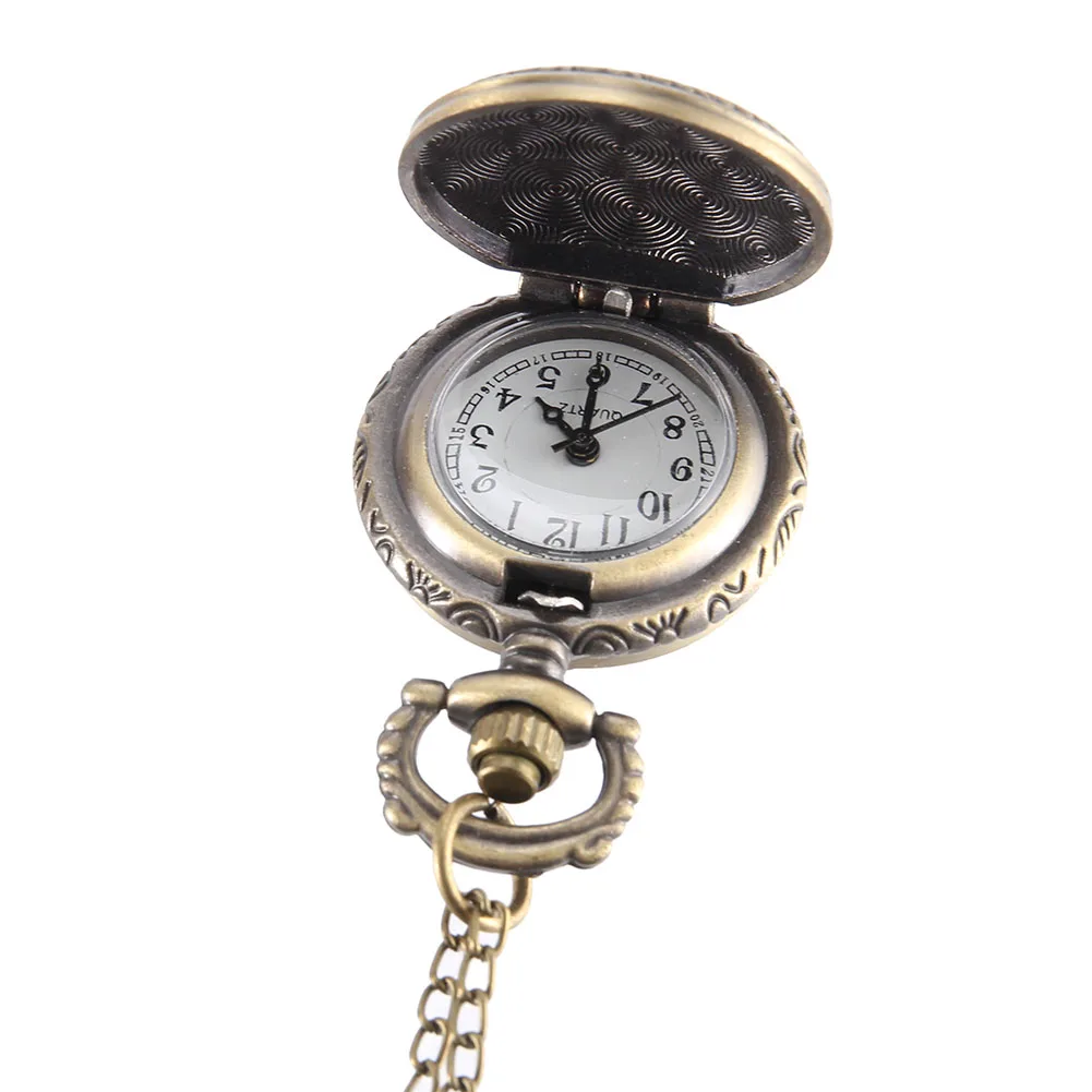 Винтажные карманные часы бронзового цвета кварцевые крутая цепочка с розами