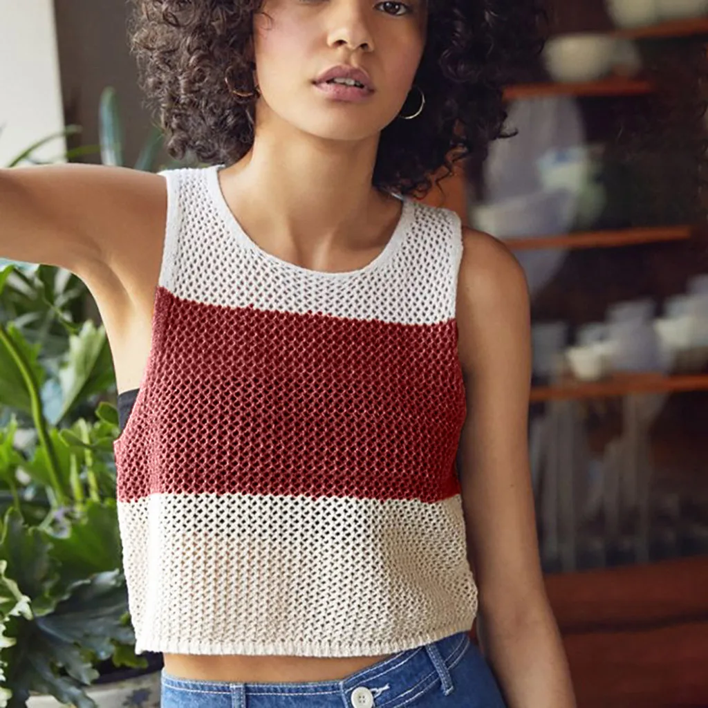 Короткий топ женский укороченный Camisa Sexy De Verano Para Mujer Модный летний Вязаный с