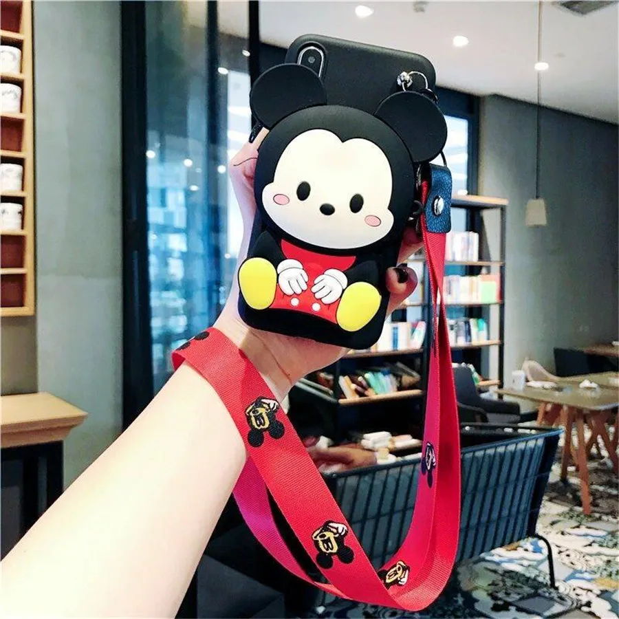 Mic Bag Lanyard Чехол-Кошелек с 3D рисунком Минни Ститч Медведь силиконовый чехол для samsung Galaxy J2 Pro J5 Prime J2 J7 Prime мягкий чехол для телефона - Цвет: Mic Bag Lanyard