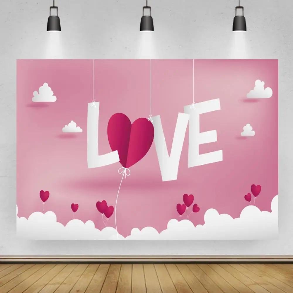 

Backdrop Beauty Pink Color Wall Valentine's Day Photocall XOXO Love Heart Lamp Background Photo Studio Lover Wedding Photo Shoot