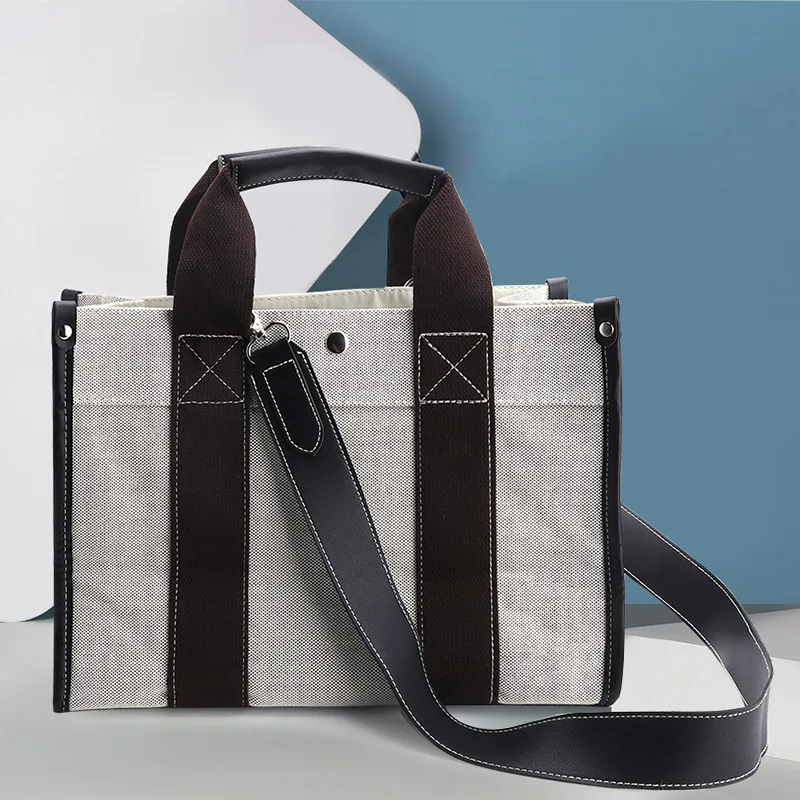 

Sesame Dot Canvas Tote for Women PU Striped Weekend Female Handbags Back to Work Ladies Crossbody Bag Shopper Large Capacity New