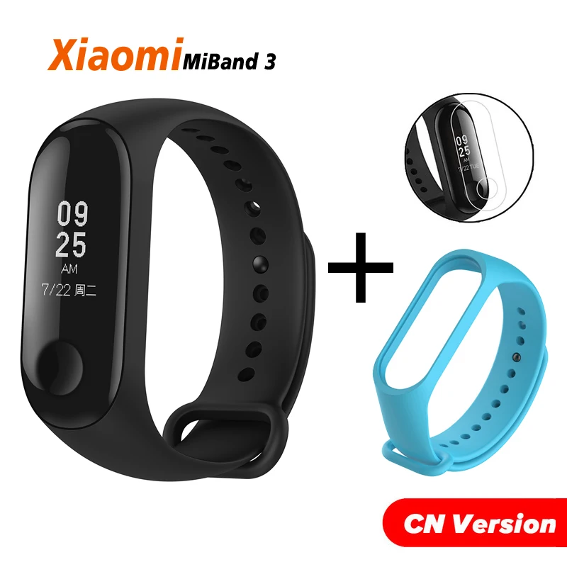 Origina Xiaomi mi band 3 глобальная версия фитнес-браслет трекер пульсометр mi band 3 Смарт-браслет для Android IOS - Цвет: film Sky Blue