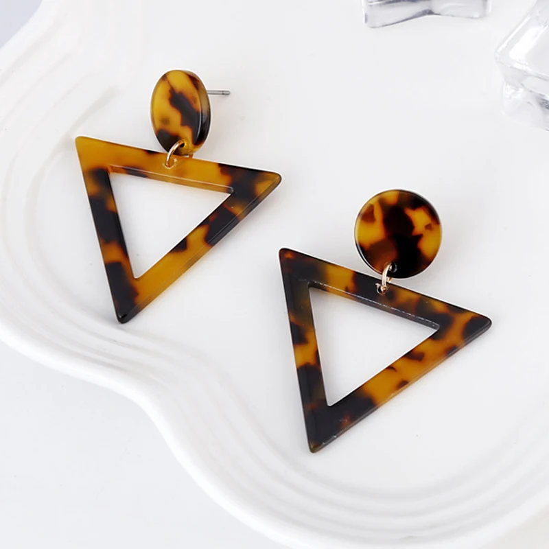 Cpop винтажные геометрические треугольные леопардовые серьги для женщин серые
