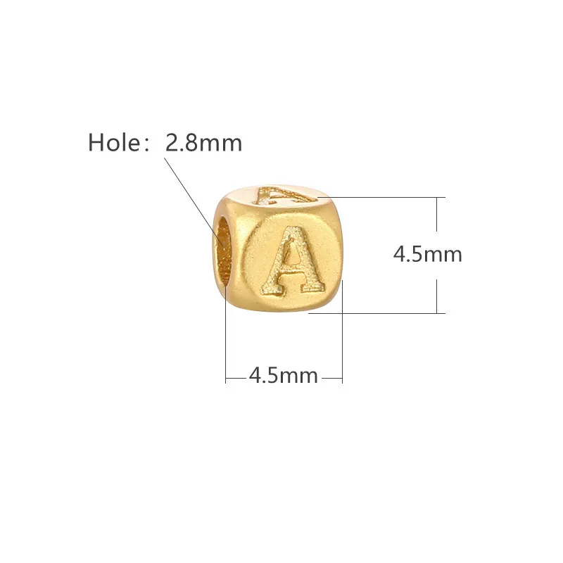 

XUQIAN 4.5*4.5mm Hot Selling Simple Niche 26 Letter Square Bead with 5pcs for DIY Bracelet Necklace Jewelry Accessories B0279