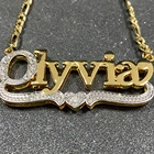 3D ожерелье с именем KristenCo, двухцветное ожерелье под заказ из нержавеющей стали, Двухслойное под сердцем, ожерелье с табличкой для женщин, подарки