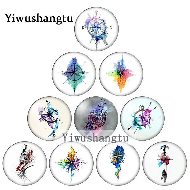 

Art painting New compass give directions 12mm/20mm/25mm/30mm Round photo glass cabochon demo flat back Making findings