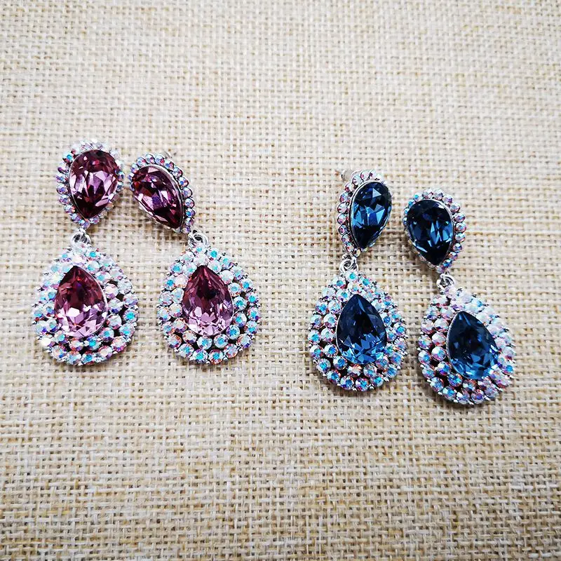 Новый роскошный 925 стерлингового серебра Pin серьги для женщин Австрия капли воды